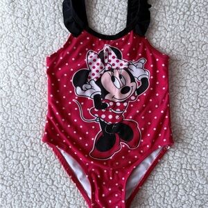 Red Polka Dot Minnie Mouse Swimsuit 2T 85% polyester 15% spandex